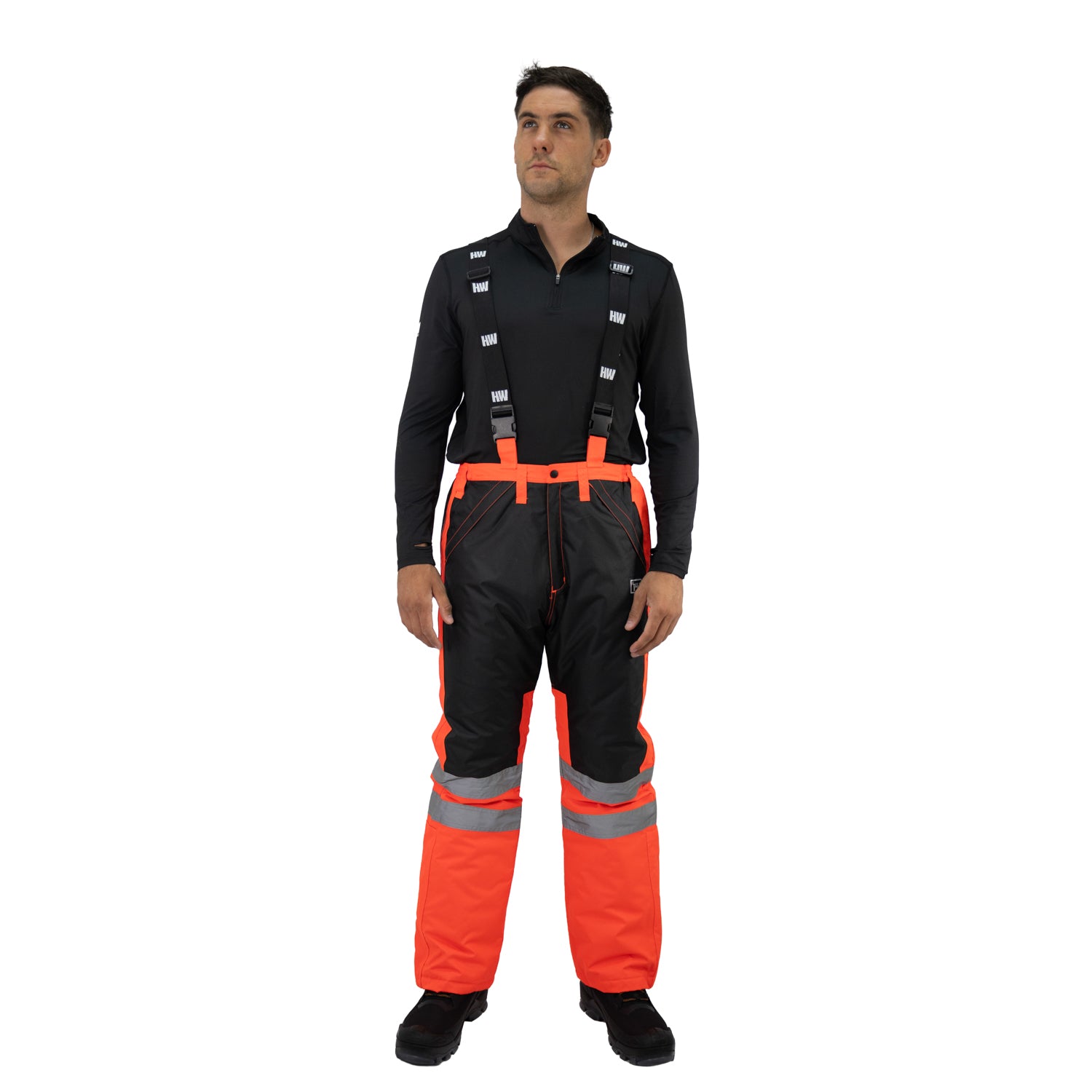 Jardinera Reflectiva HW Siberia Rojo Fluor – Alta Visibilidad, Impermeable, Térmica, con Suspensores Ajustables y Costuras Selladas