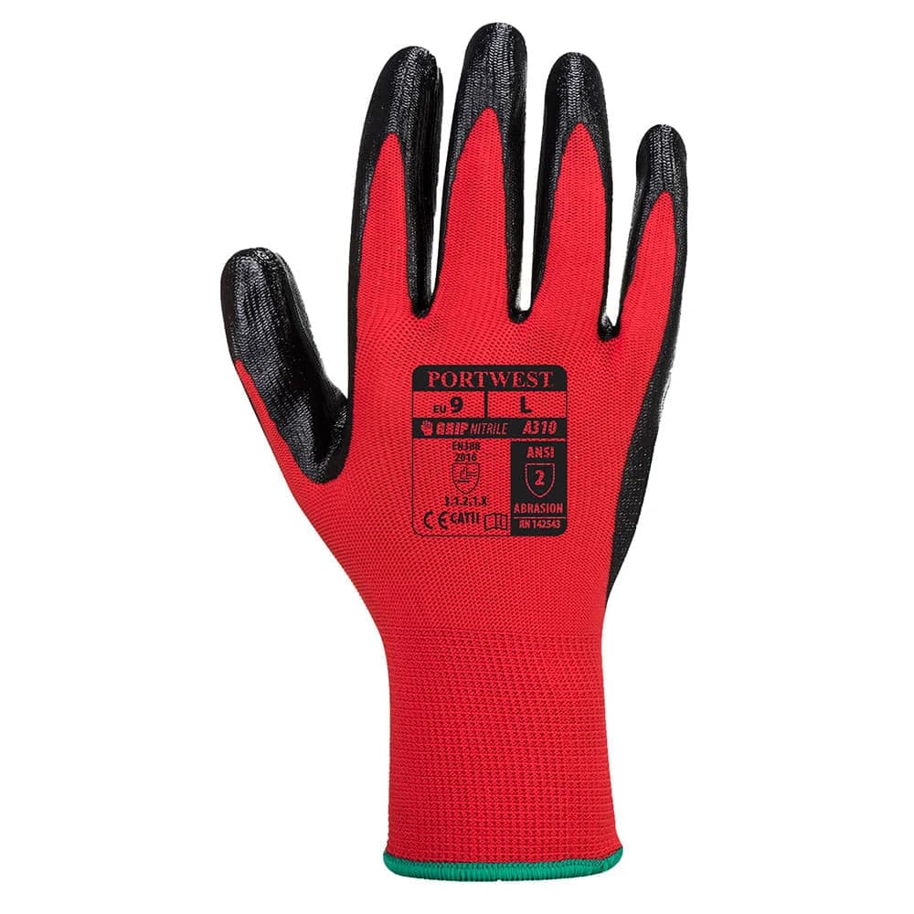 GUANTE DE NITRILO FLEXO GRIP A310 – Rojo/negro