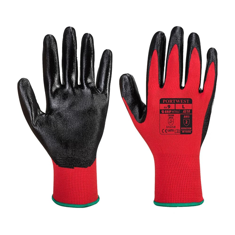 GUANTE DE NITRILO FLEXO GRIP A310 – Rojo/negro