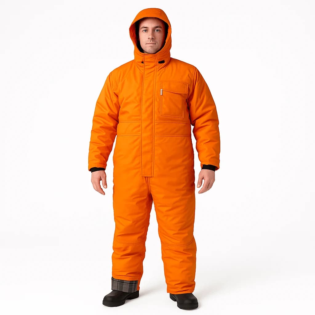 BUZO NARANJA SIN PIEL CON GORRO IMPERMEABLE