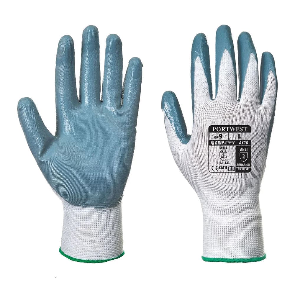 GUANTE DE NITRILO FLEXO GRIP A310 – Gris/blanco